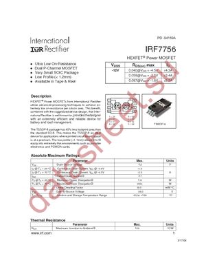 IRF7756 datasheet  